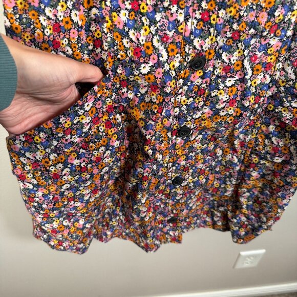 Maeve Anthropologie Amelia Floral Halter Collared Mini Dress Size Small Retro - Picture 7 of 10